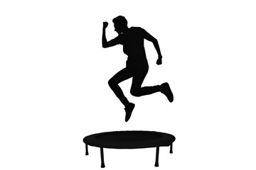 silhouette jumping on trampoline