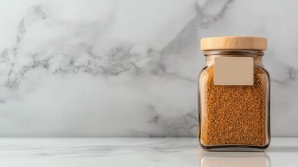 Square glass seasoning jar with pre-labeled lids for easy identification, seasoning  jar, pre-labeled jar