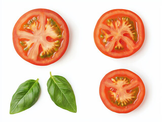 Fototapeta premium Ripe tomatoes and fresh basil leaves for culinary design
