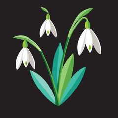 How To create snowdrop flower Vector 3D Image.
