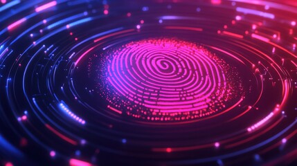 Fototapeta premium A 3D icon of a fingerprint, designed to represent digital security, focusing on identity verification and secure 