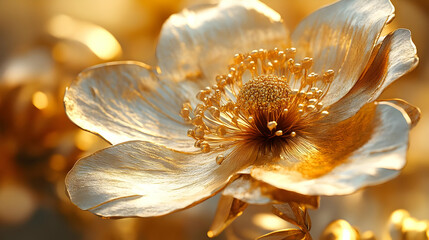 Golden Flower Close-Up 3D Illustration