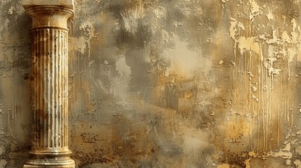 ancient roman and greek empire theme with aged plaster walls and columns in a grunge style texture background empty copy space
