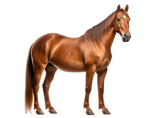 a brown horse is standing isolated on transparent background