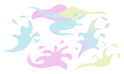 Smooth elements in a set of abstract colored shapes. Fashionable minimalistic design with gentle smoothness like a wave. A modern aesthetic background with liquid organic shapes and wavy curves