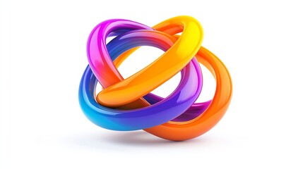 Abstract colorful intertwined rings set on clean background.