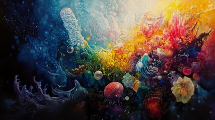 Abstract Underwater Dreamscape: A Vibrant Exploration of Marine Life