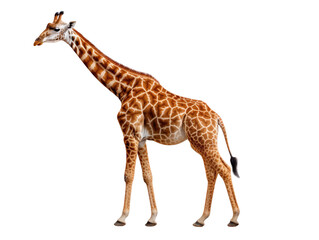 Obraz premium A giraffe is walking isolated on transparent background