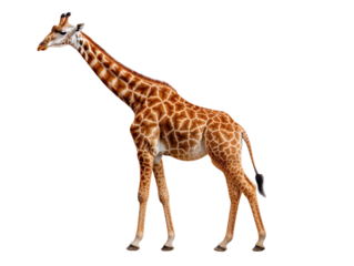 A giraffe is walking isolated on transparent background