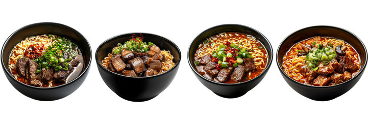 Fototapeta premium Beef Ramen Noodle Soup Bowls.
