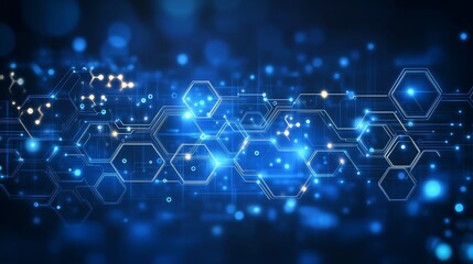 Fototapeta premium Blue futuristic hexagonal tech network with glowing connections