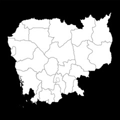 Cambodia map with administrative divisions. Vector illustration.