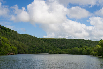 Nice view of the river Chavon and forest around ,travel in Dominican Republic.