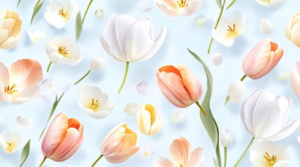 Soft Pastel Tulips in Minimalist Watercolor Design