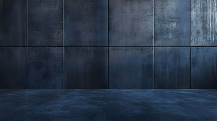 Dark Blue Concrete Wall and Floor 3D Render