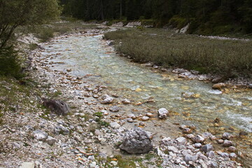 River Leutascher Ache in Gaistal at Leutasch, Tyrol, Austria, Europe

