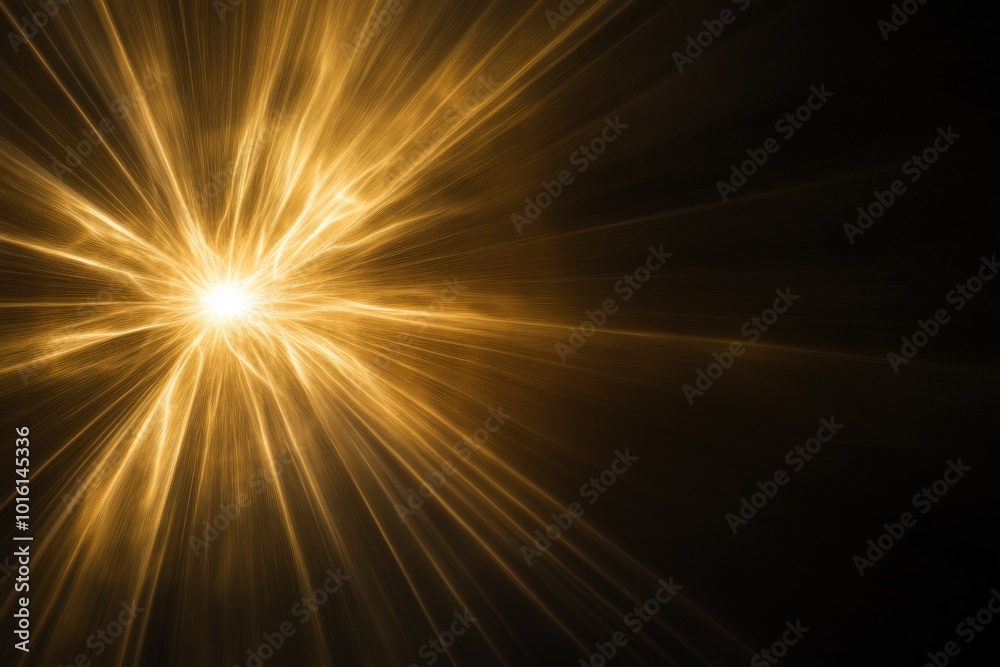 Wall mural this visual presents a golden starburst with bright rays extending in all directions, creating a dyn
