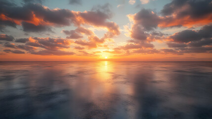 Fototapeta premium Sea and Sky Sunset Landscape Illustration