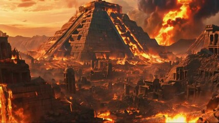 Scene: Global Cataclysm, Event 15,000 years ago that possibly destroyed ancient sites, Massive destruction HD High Quality 4K Video Clip 