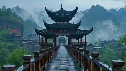 China – Chengyang Wind and Rain Bridge (Sanjiang)HD Video Clip 4K 