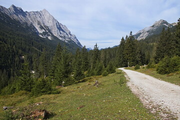 Hiking track in Gaistal at Leutasch, Tyrol, Austria, Europe
