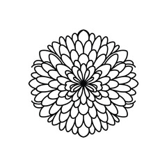 Fototapeta premium Beautiful and Detailed Floral Chrysanthemum Mandala Line Art for Mindful Coloring Pages for Adults