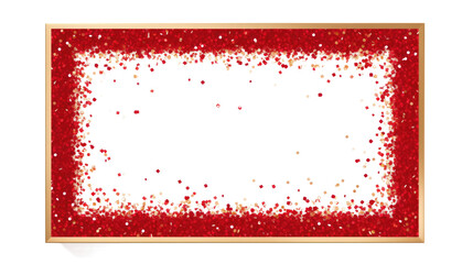 red gold glitter border frame isolated on white or transparent png