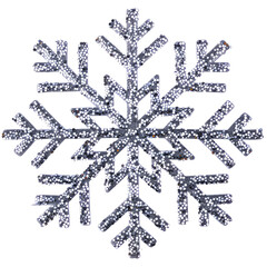 decorative snowflake made of silver glitter, showcasing intricate designs and sparkling details, perfect for festive decorations and winter themes