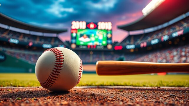 Vibrant Baseball Wallpaper with Dynamic Composition and Ample Copy Space
