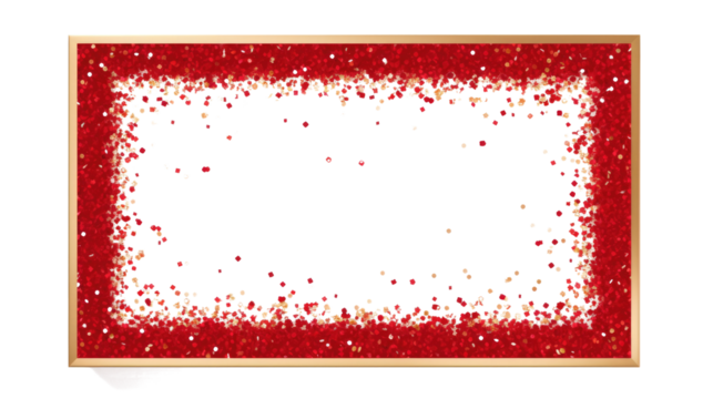 red gold glitter border frame isolated on white or transparent png - Powered by Adobe