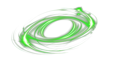 green glowing light motion isolated on white or transparent png