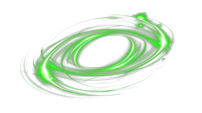 green glowing light motion isolated on white or transparent png