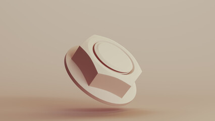 Beige bionic hardware bolt shape component technology design element neutral monochrome soft tones skin tones background 3d illustration render