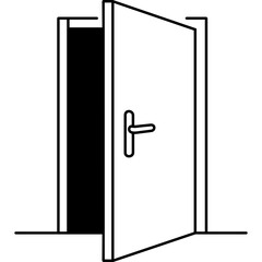 Open door. Vector outline icon.