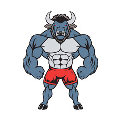 Buffalo standing confidently vector art illustration