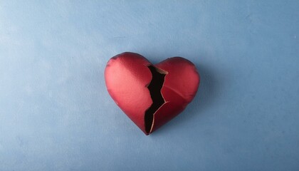 Fototapeta premium red heart; on a blue pastel background. .Minimal concept