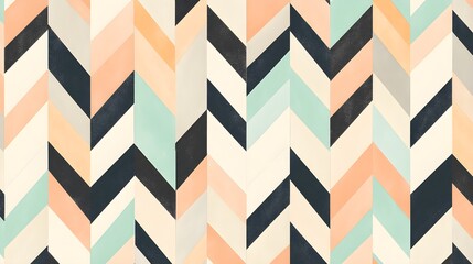 Abstract Chevron Pattern Background with Pastel Colors and Black Lines