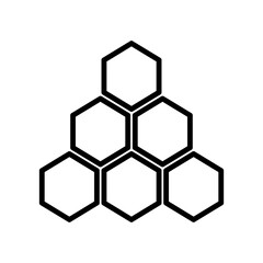 Hexagon clipart bee icon in black, outline style and transparent background