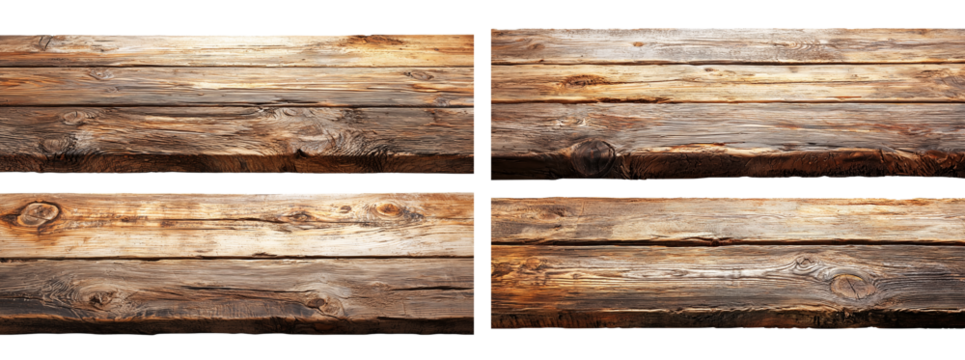 set of isolated old wood board banners