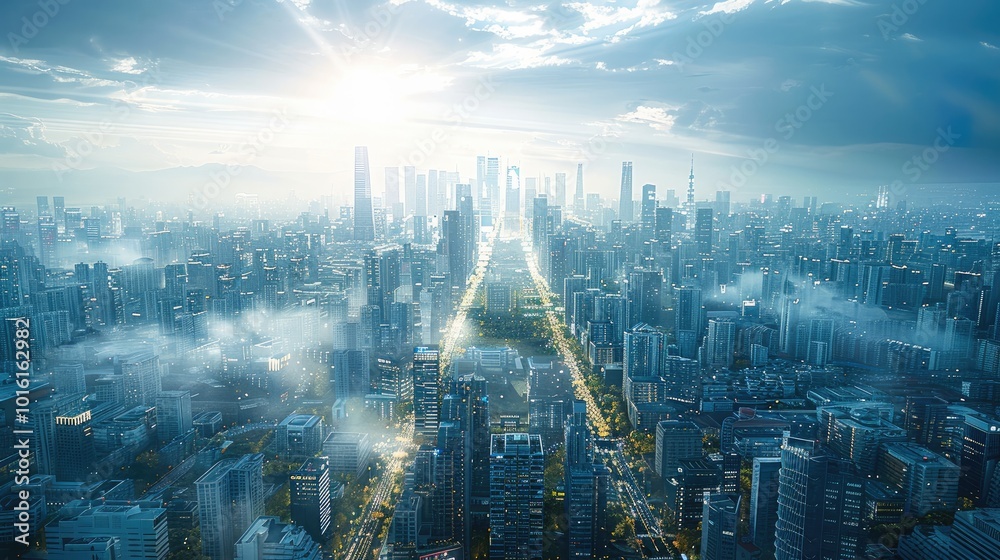 Aufkleber A smart city project being developed by a team of engineers and business experts, featuring integrated technologies like smart infrastructure, energy-efficient systems, and data-driven management.