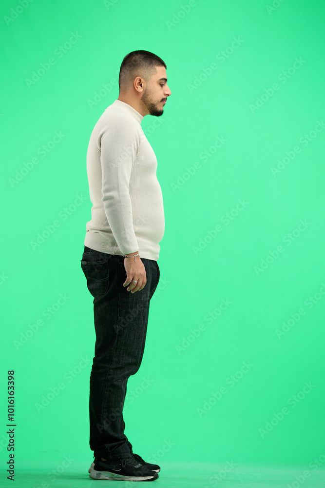 Canvas Prints A man, full-length, on a green background