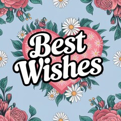Best Wishes Calligraphic Lettering Vintage floral card with text "best wishes" for greeting and Festivals
