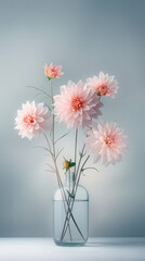 Fototapeta premium Pink Dahlia Bouquet in a Glass Vase