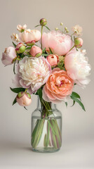 Pink Peonies in a Glass Vase