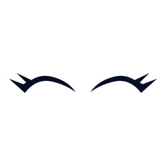 Eyelashes icon vector. Closed eyes illustration sign. Makeup symbol or logo.