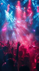 Obraz premium Live music performances with energetic crowds, dynamic and vibrant, Urban, Bright hues, Photograph, Concert energy