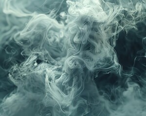 Obraz premium Smoke textures resembling mythical creatures, mysterious and whimsical, Digital, Cool tones, Photograph, Fantastical forms