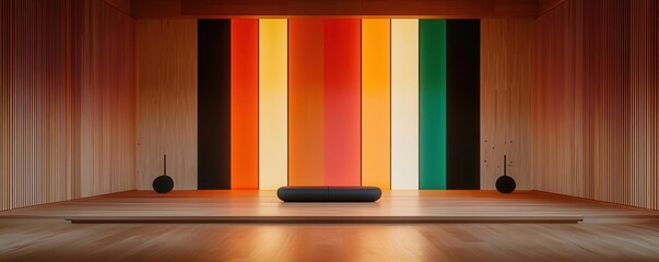 Music practice room featuring LED sound-reactive lights that sync to music for visual feedback, music practice room, sound-reactive lights
