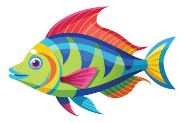 Colorful sea fish design, isolated on a white background.