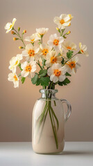 Obraz premium Creamy White Flowers in a Glass Vase